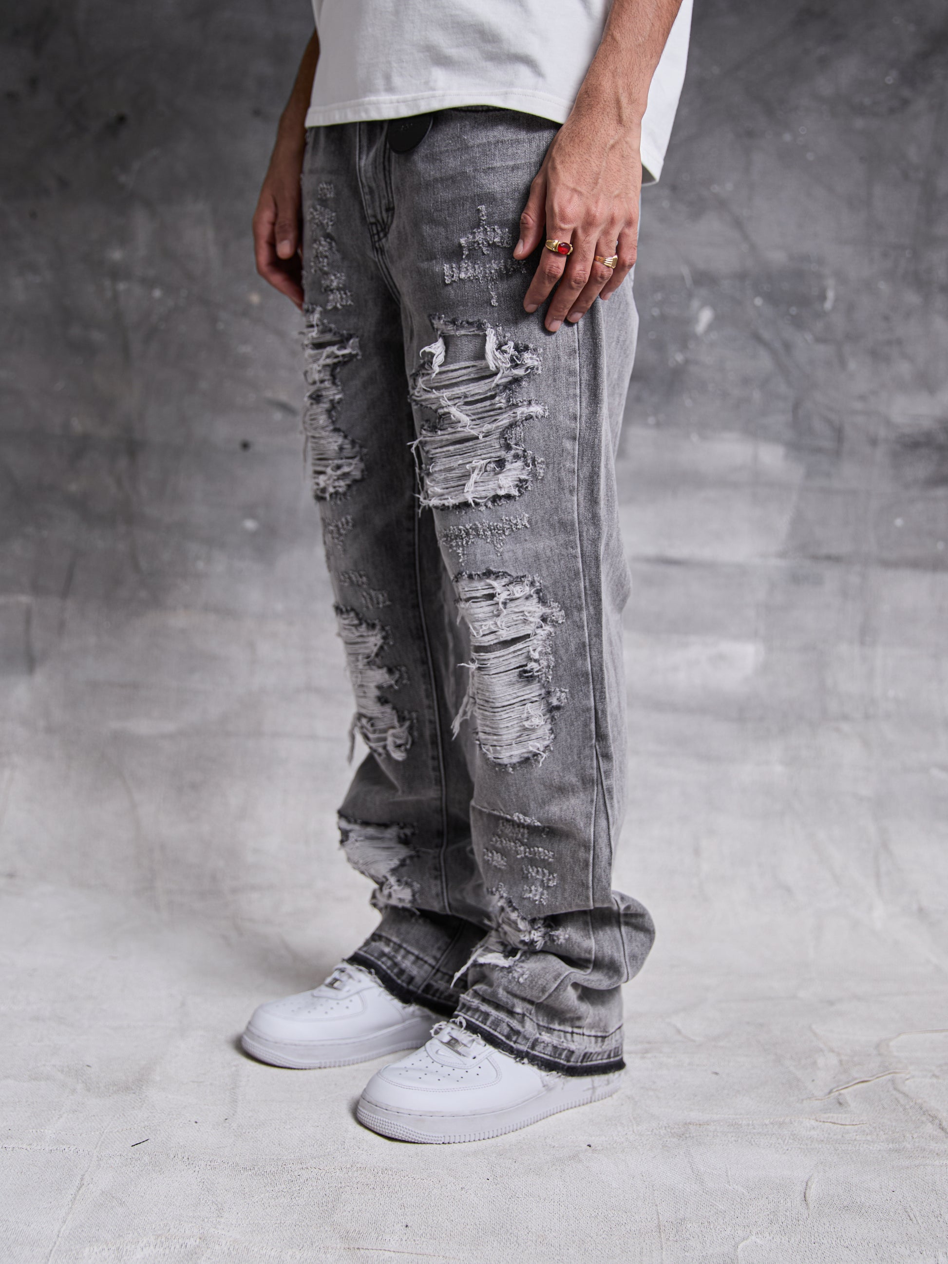 Sarrona Grijs Gewassen Denim Jeans