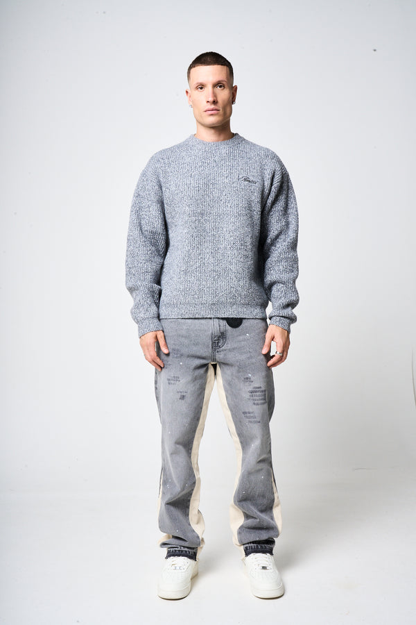 Liberta Grey Heavy Knitted Sweatshirt