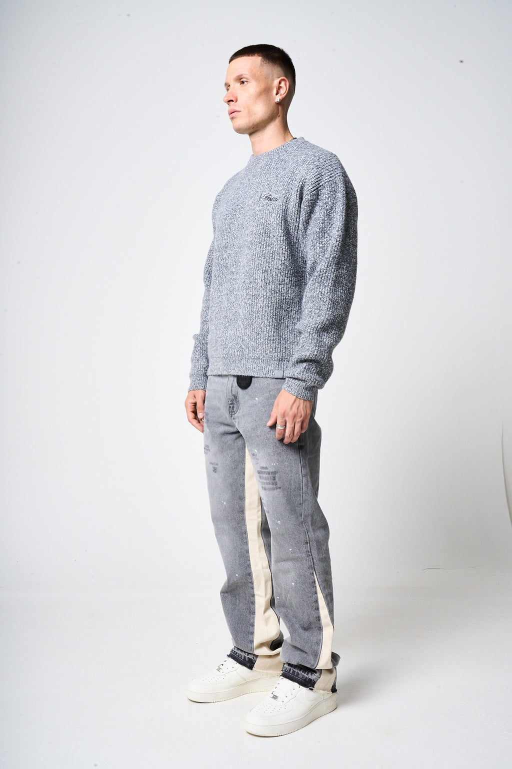 Liberta Grey Heavy Knitted Sweatshirt