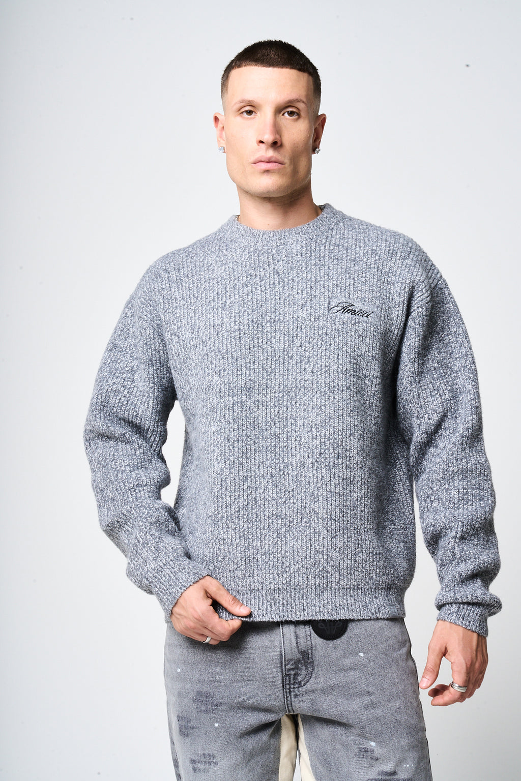 Liberta Grey Heavy Knitted Sweatshirt