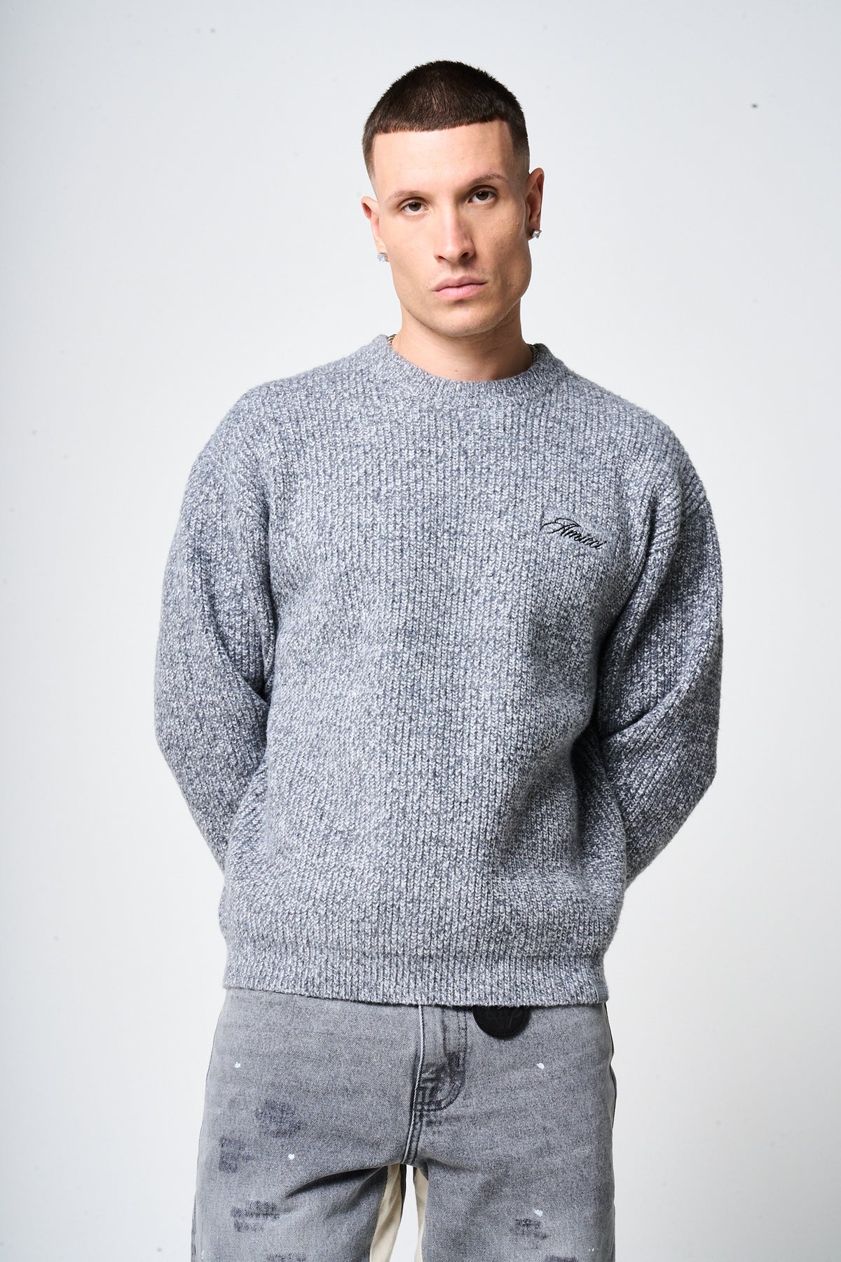 Liberta Grey Heavy Knitted Sweatshirt