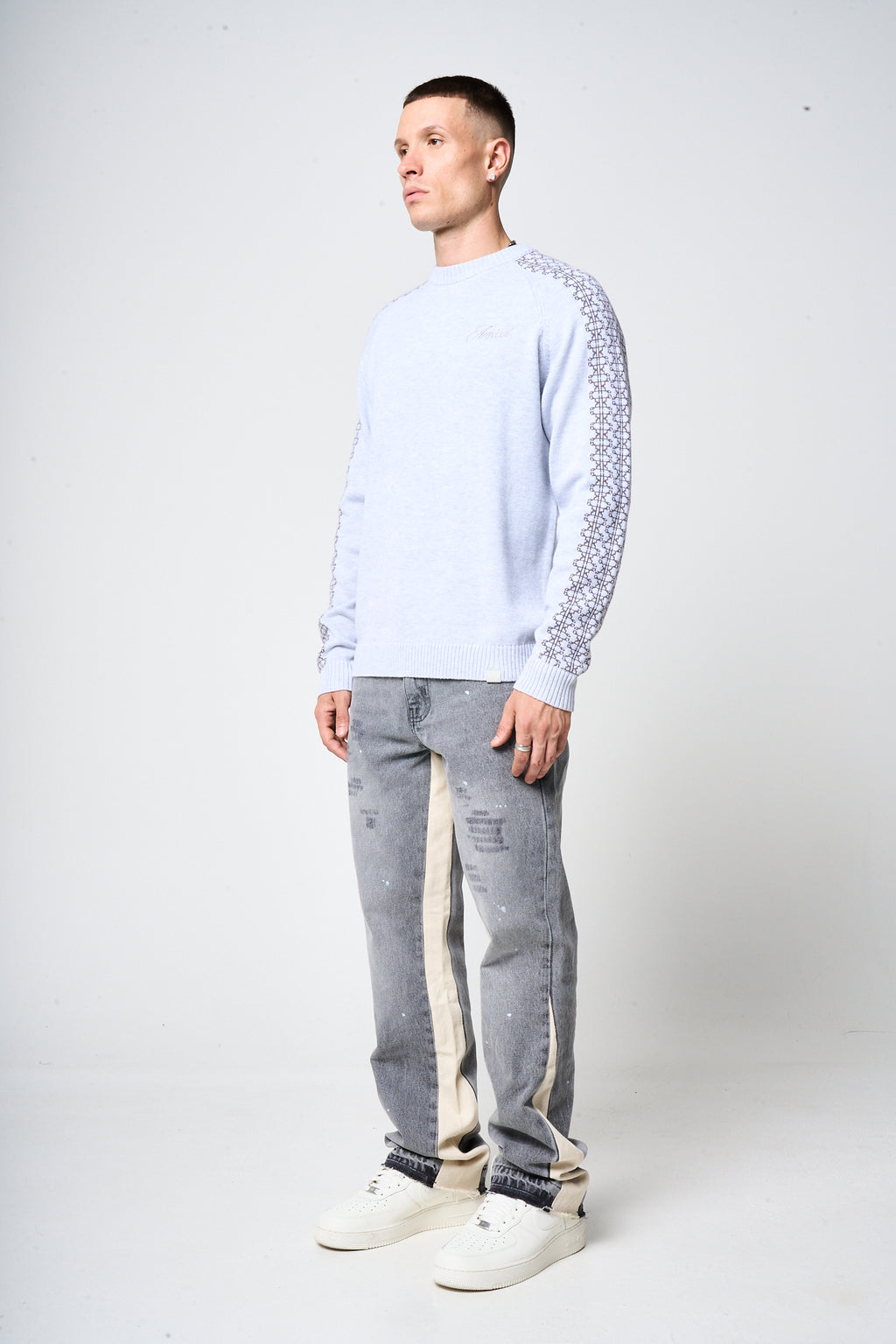 Trento Grey Logo Knitted Sweatshirt