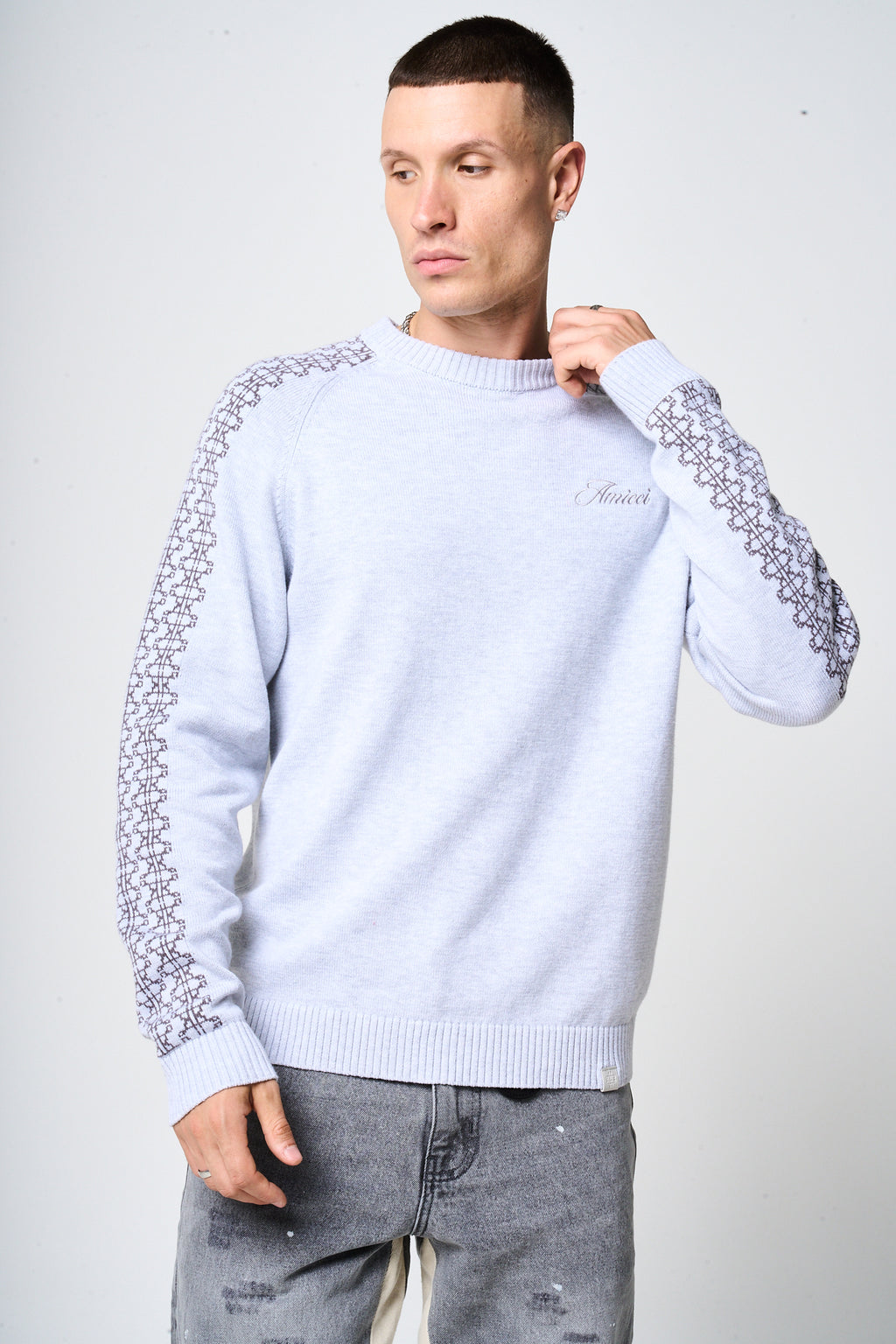 Trento Grey Logo Knitted Sweatshirt