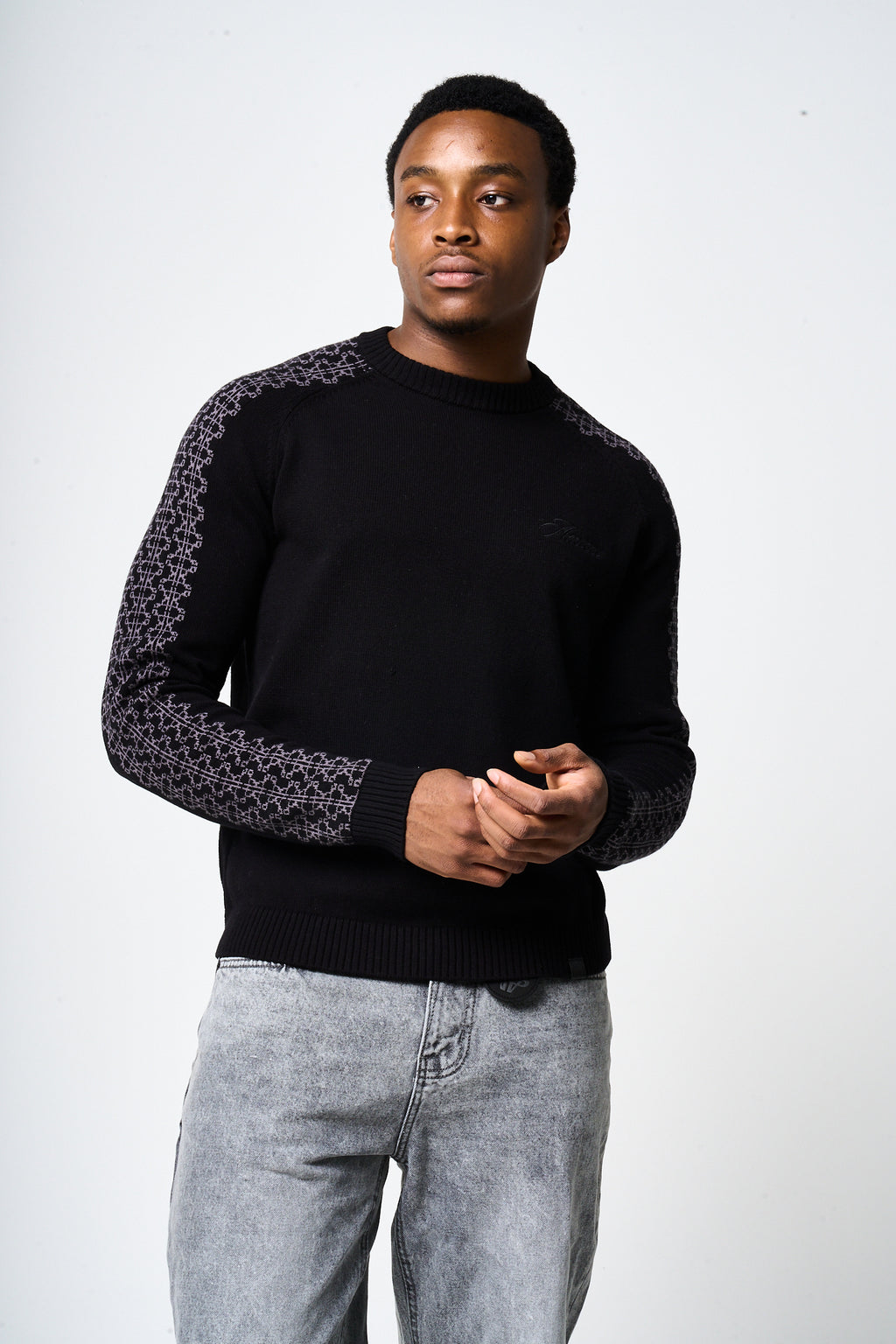 Trento Black Logo Knitted Sweatshirt