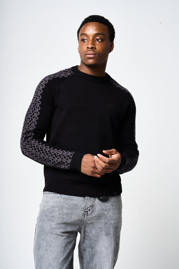 Trento Black Logo Knitted Sweatshirt