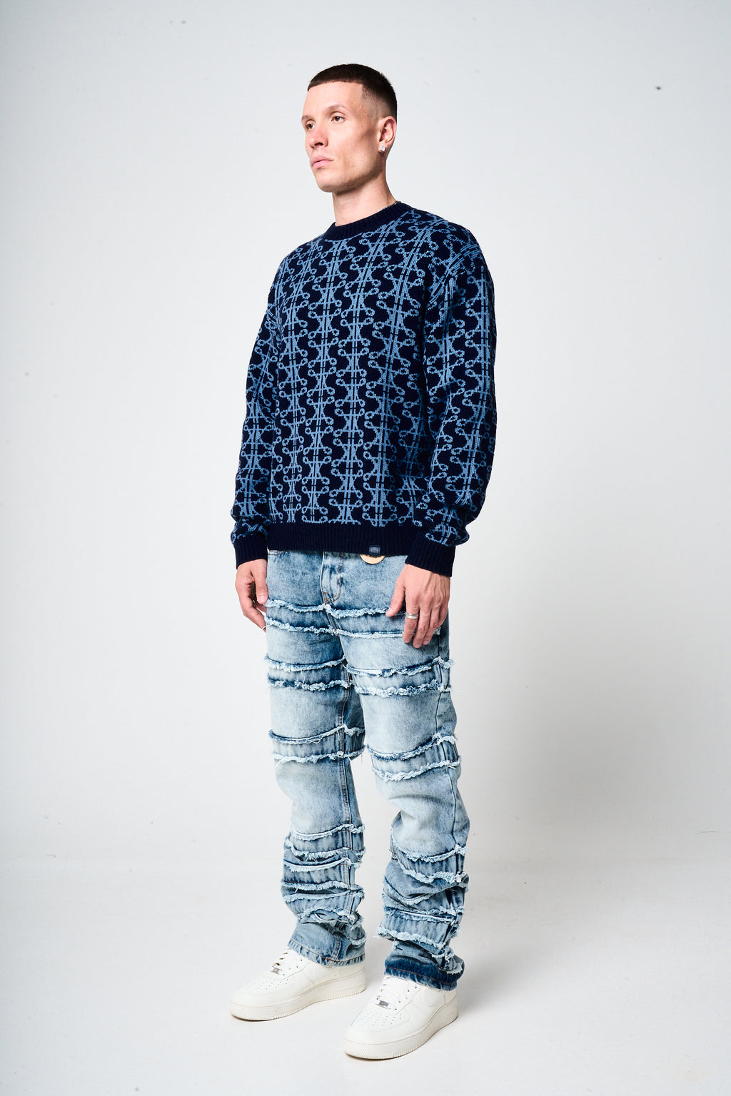 Pasquale Navy Knitted Sweatshirt