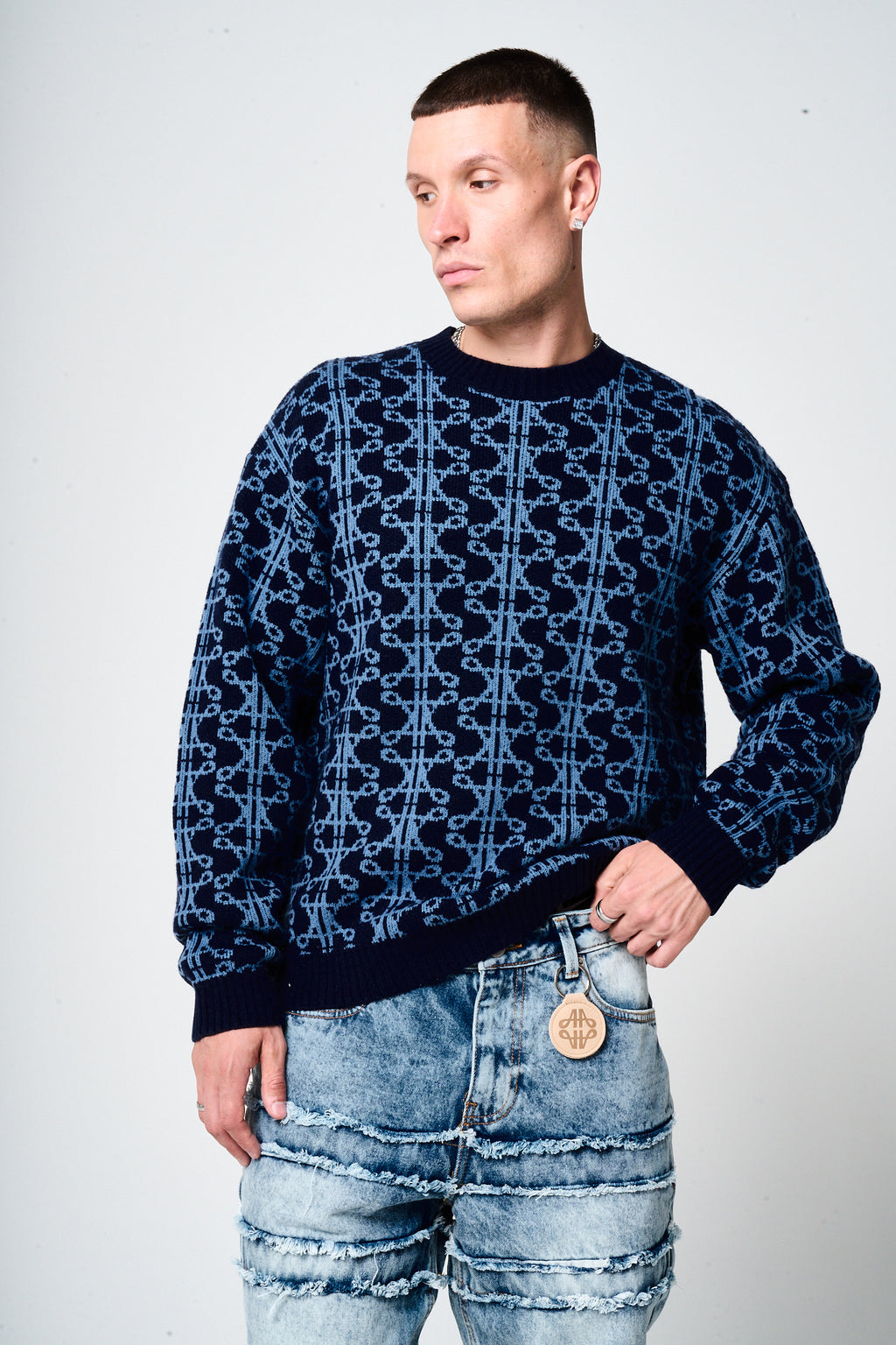 Pasquale Navy Knitted Sweatshirt