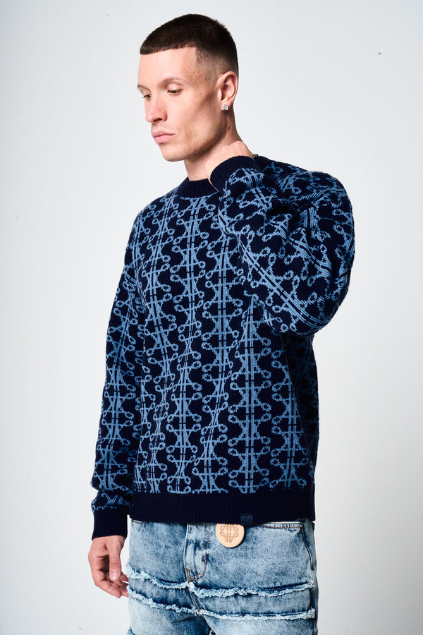 Pasquale Navy Knitted Sweatshirt