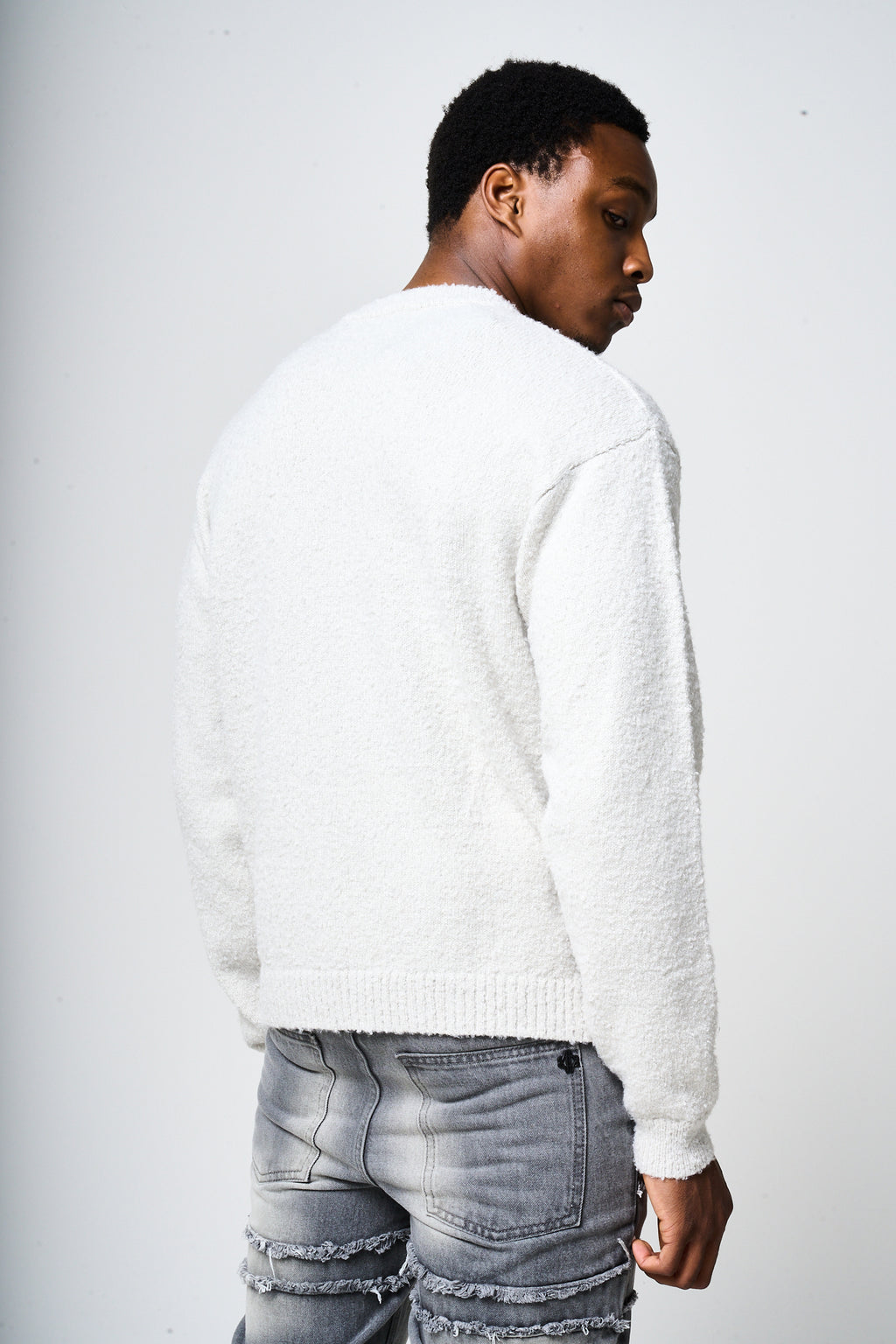 Fretta Fluffy Knit Sweatshirt Grey