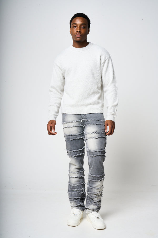 Fretta Fluffy Knit Sweatshirt Grey