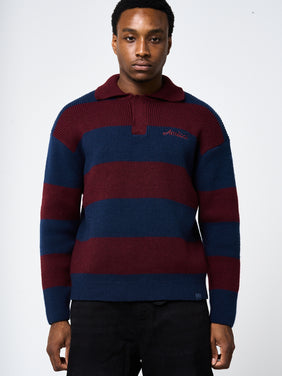 Awing Marine Gestreepte Gebreide Sweater