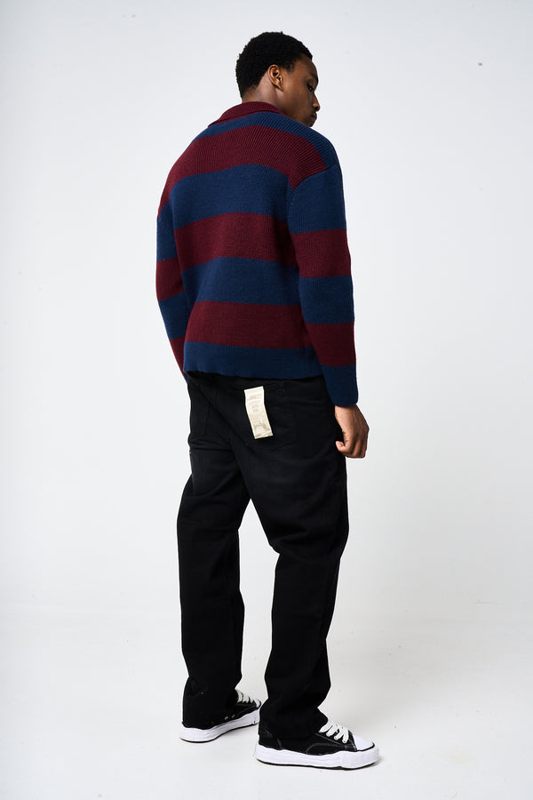 Awing Burgundy Striped Knitwear Sweatshirt