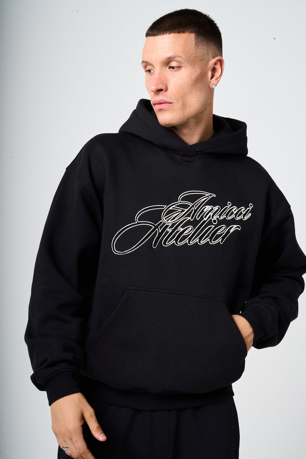 Torino Black Embroidery Hoodie