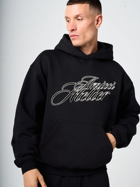 Torino Black Embroidery Hoodie