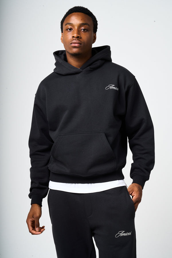 Doakes Black Embroidery Logo Hoodie