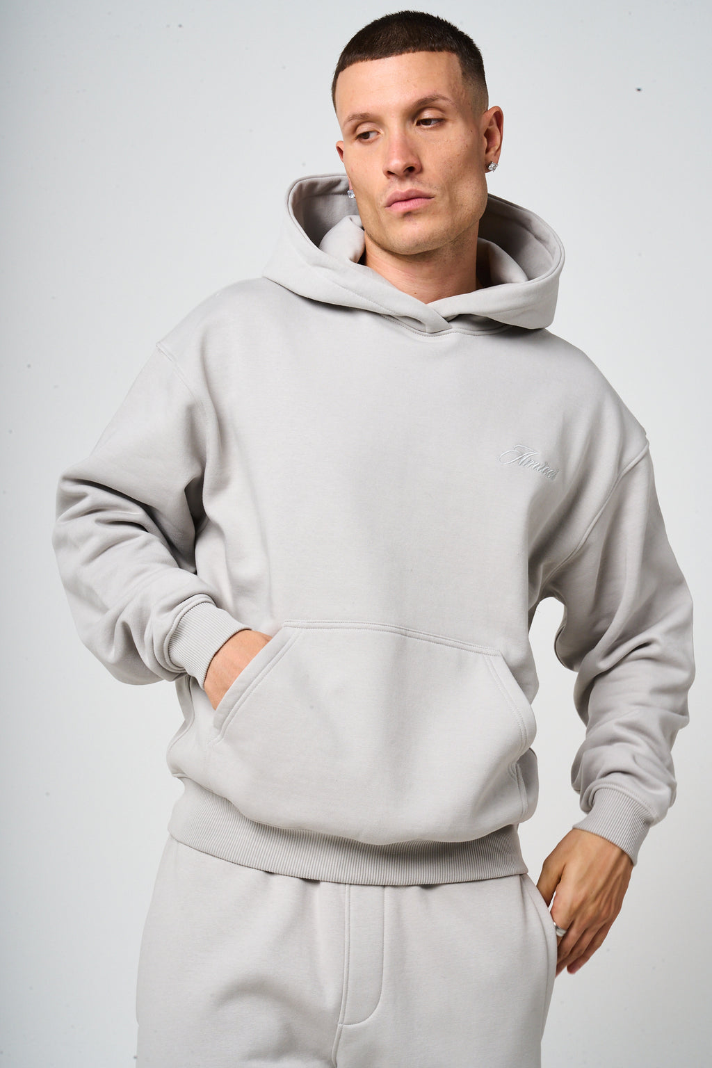 Doakes Grey Embroidery Logo Hoodie