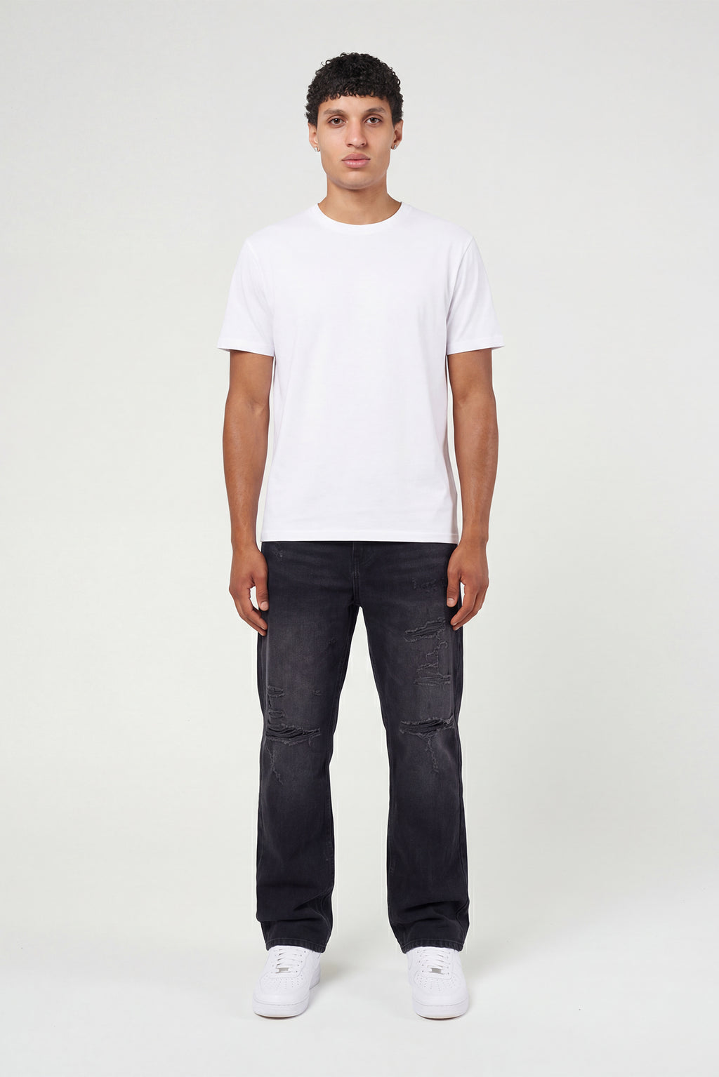 Lennox Ripped Black Straight Jean