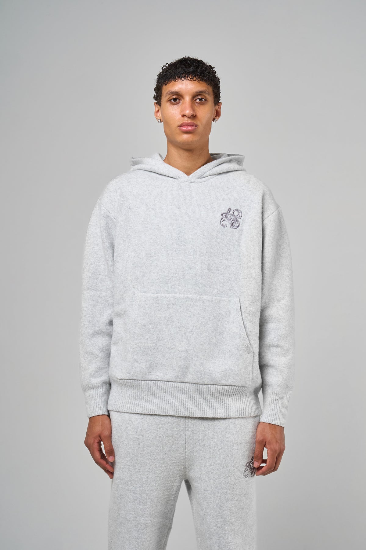 Amos Grijze Gebreide Hoodie