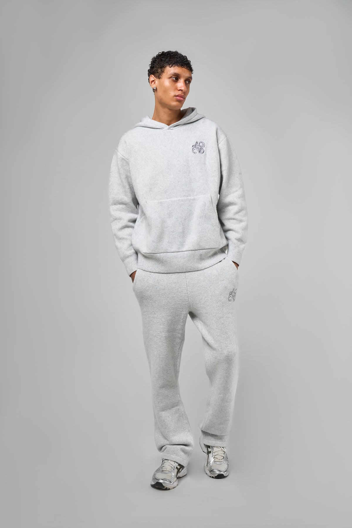 Amos Grijze Gebreide Hoodie