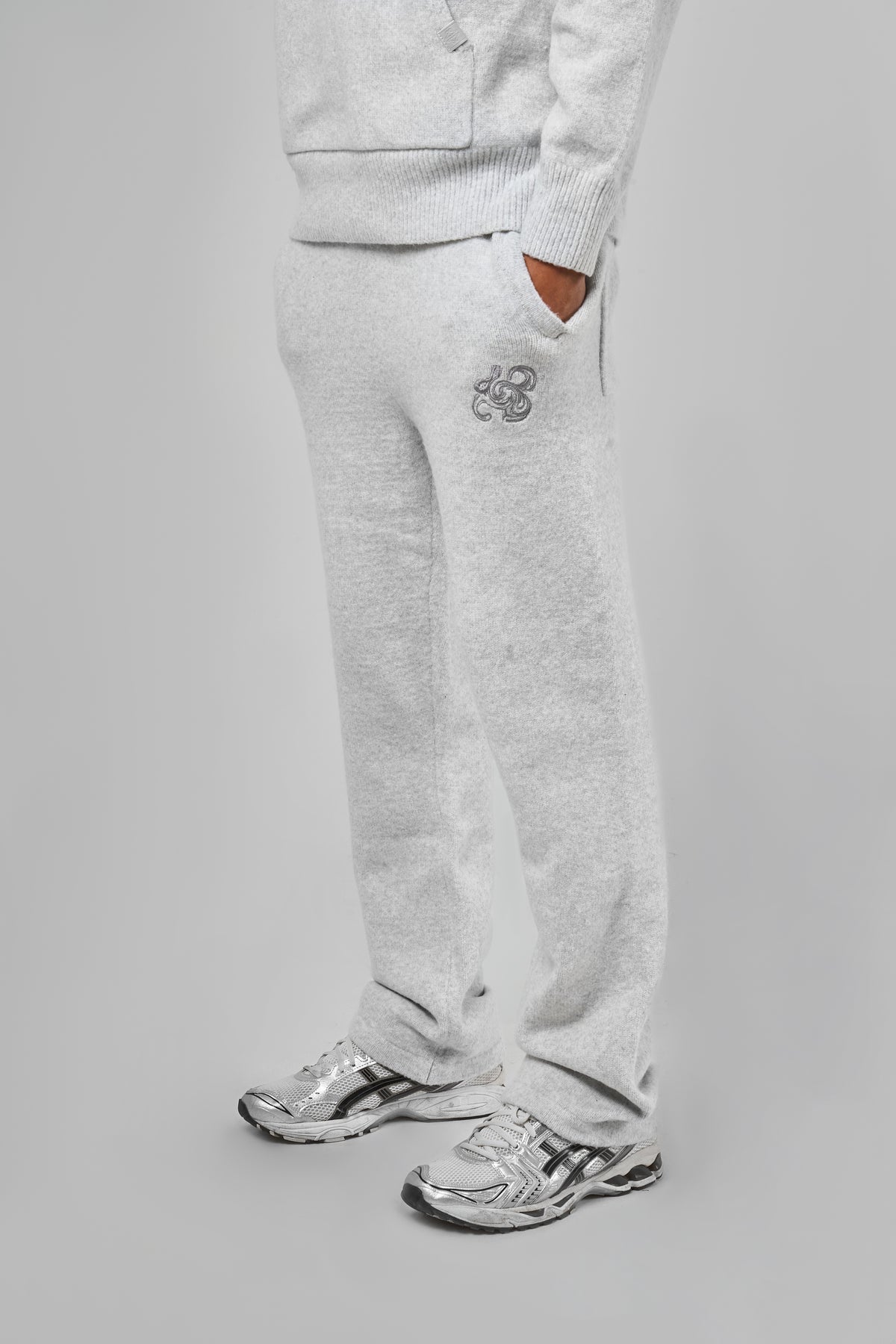 Amos Grijze Gebreide Joggingbroek