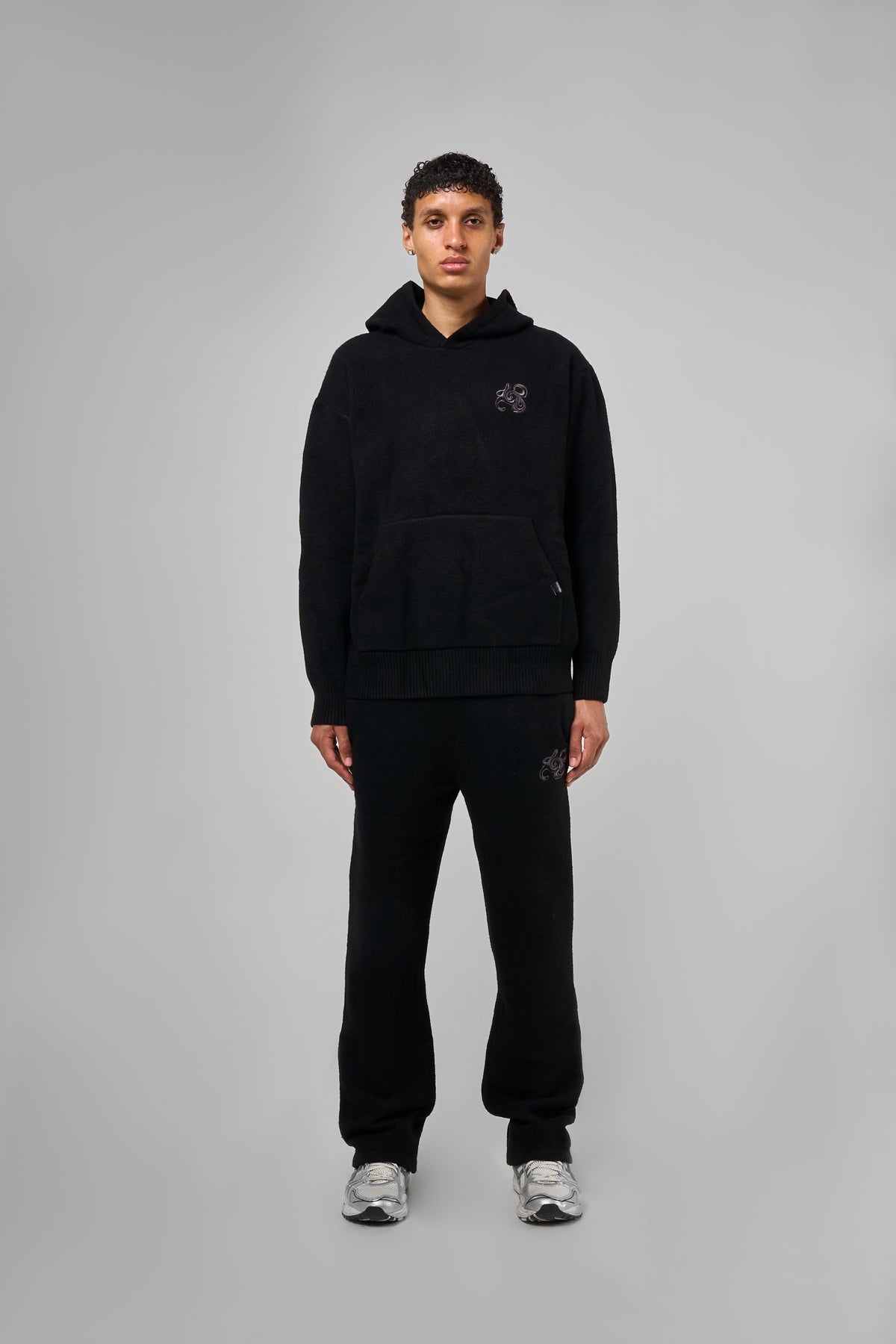 Amos Zwart Gebreide Joggingbroek