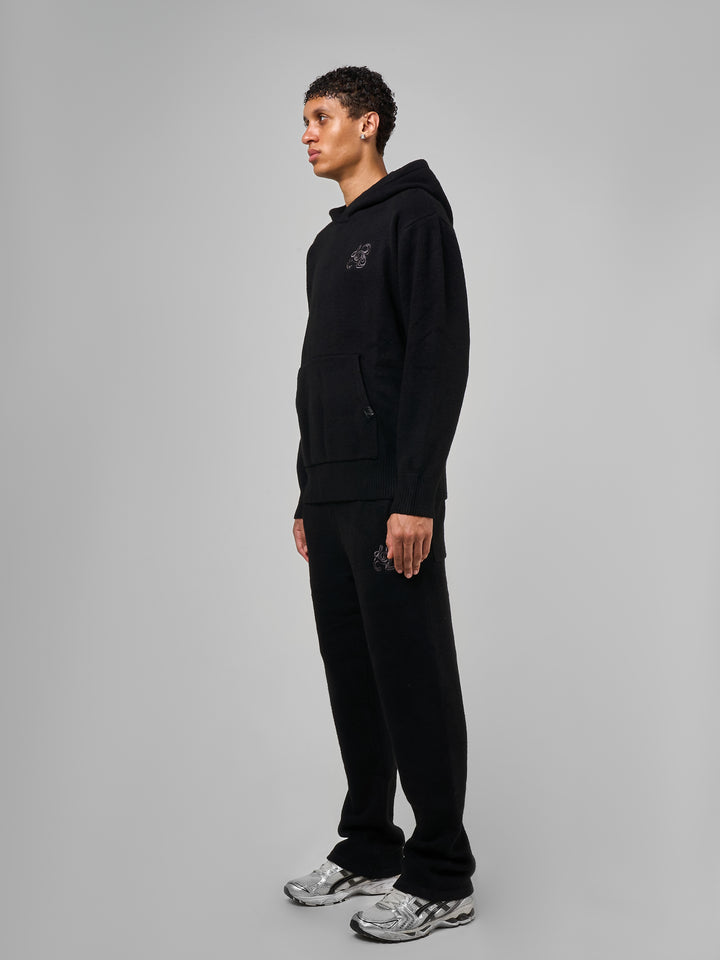 Amos Black Knitted Hoodie