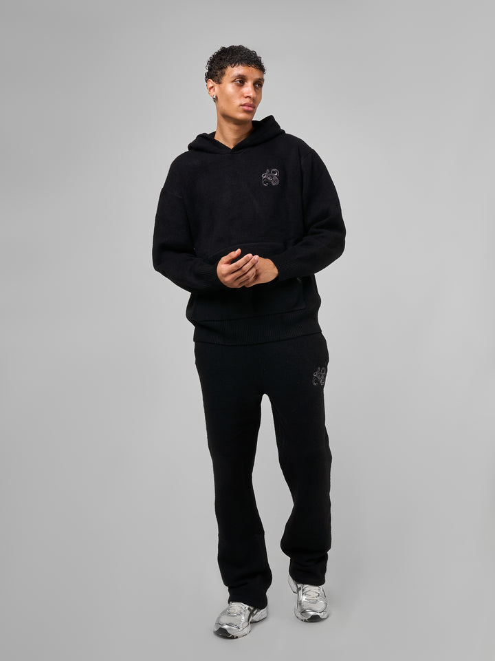Amos Black Knitted Hoodie