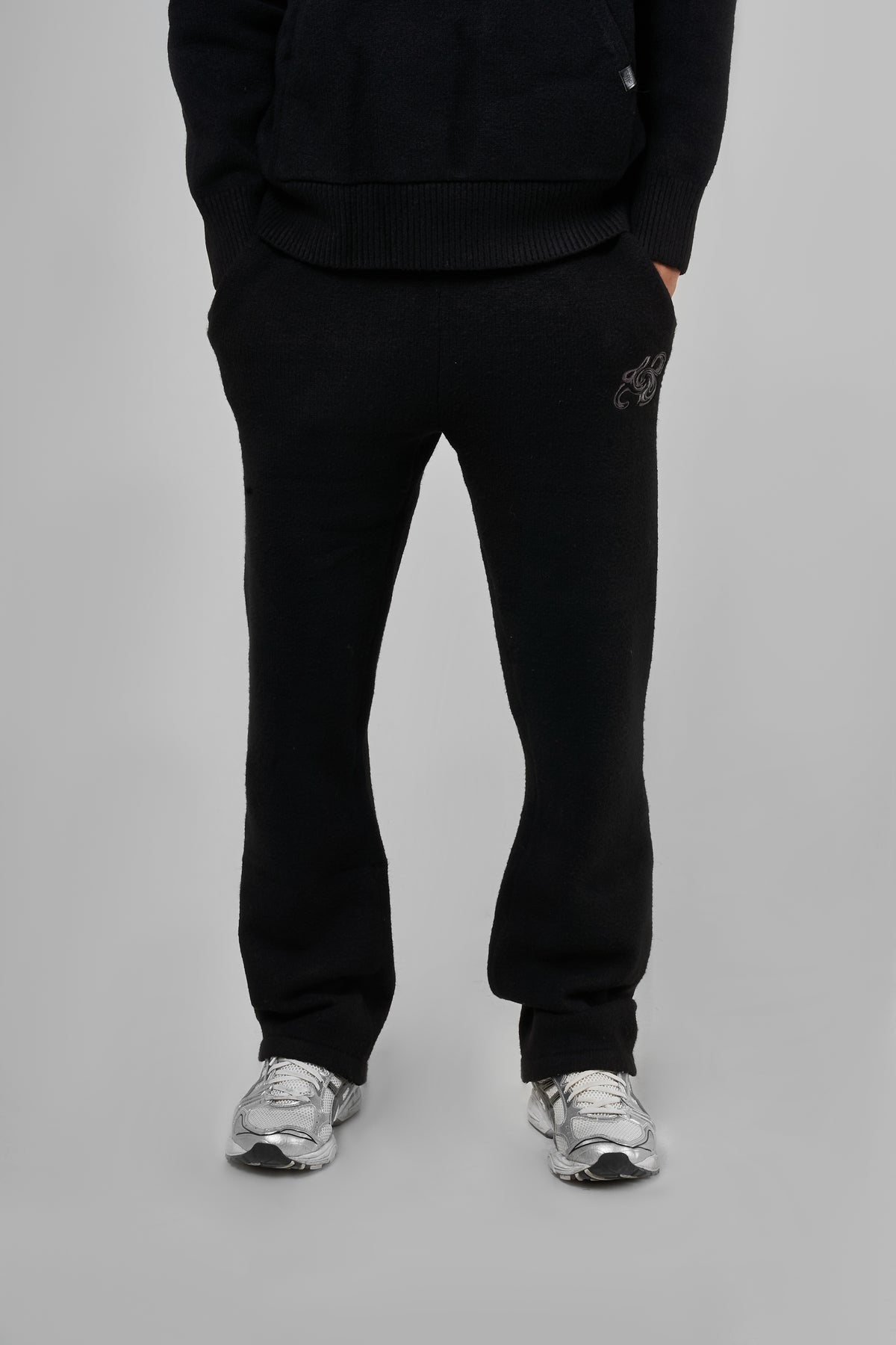 Amos Zwart Gebreide Joggingbroek