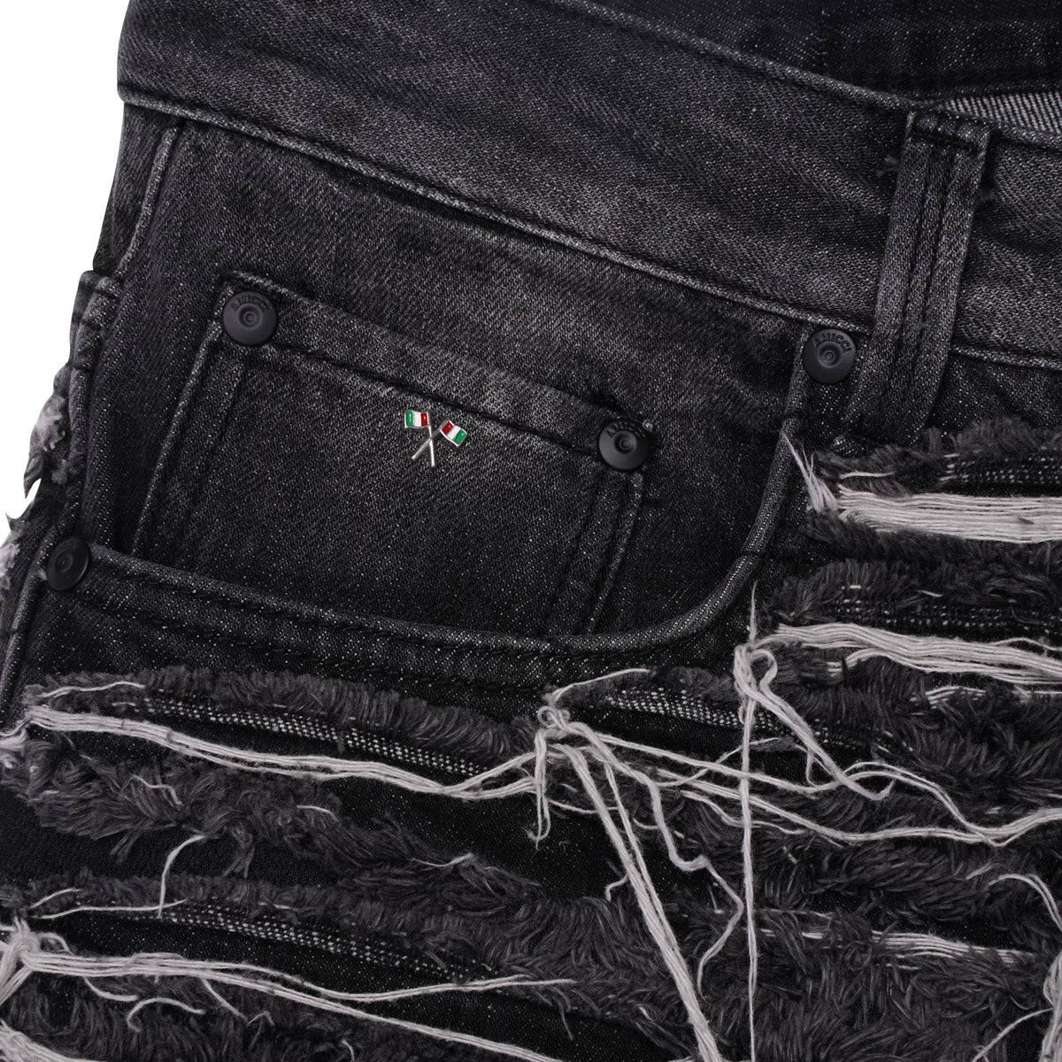 Sassari Frayed Black Denim Shorts