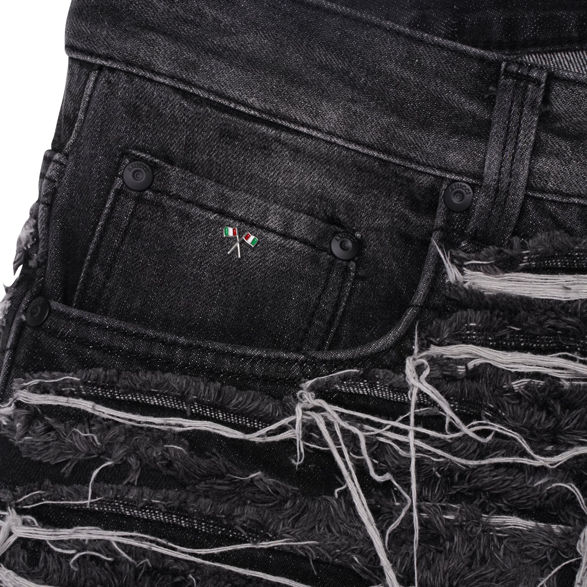Shorts en denim noir effiloché Sassari