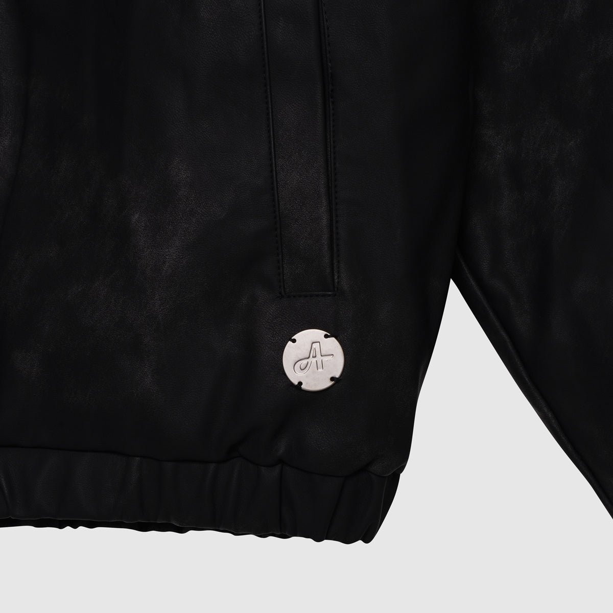 Rafel Leather Zip  Hoodie Black
