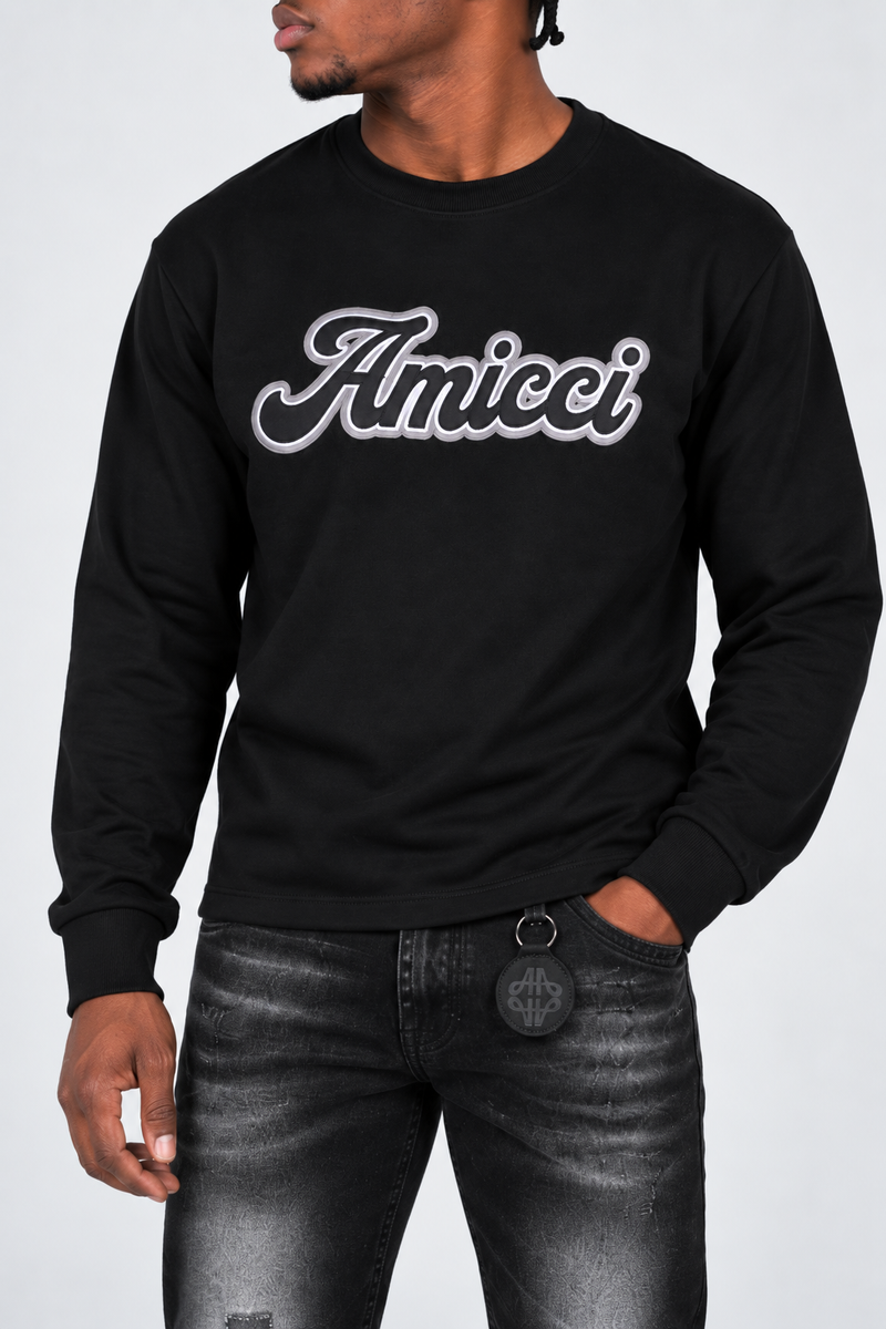 Rachid Long Sleeve Puff Print T Shirt Black