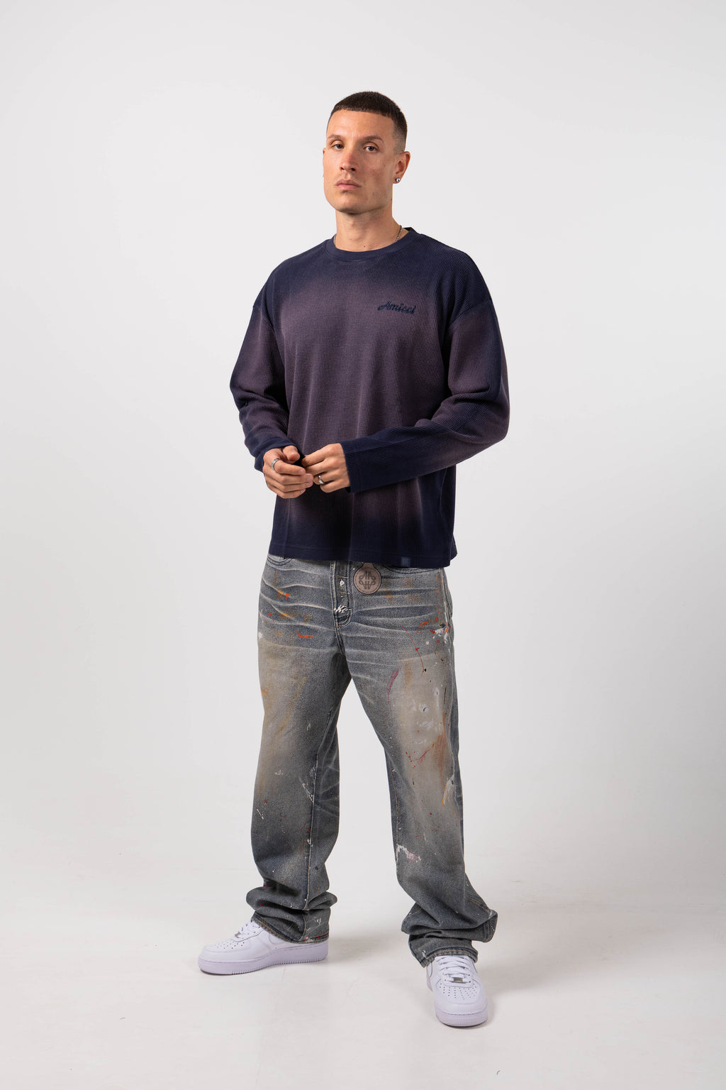 Amalfi Blue Printed Baggy Denim