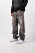 Amalfi Grey Printed Baggy Denim