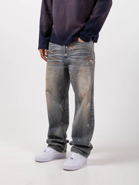 Amalfi Blue Printed Baggy Denim