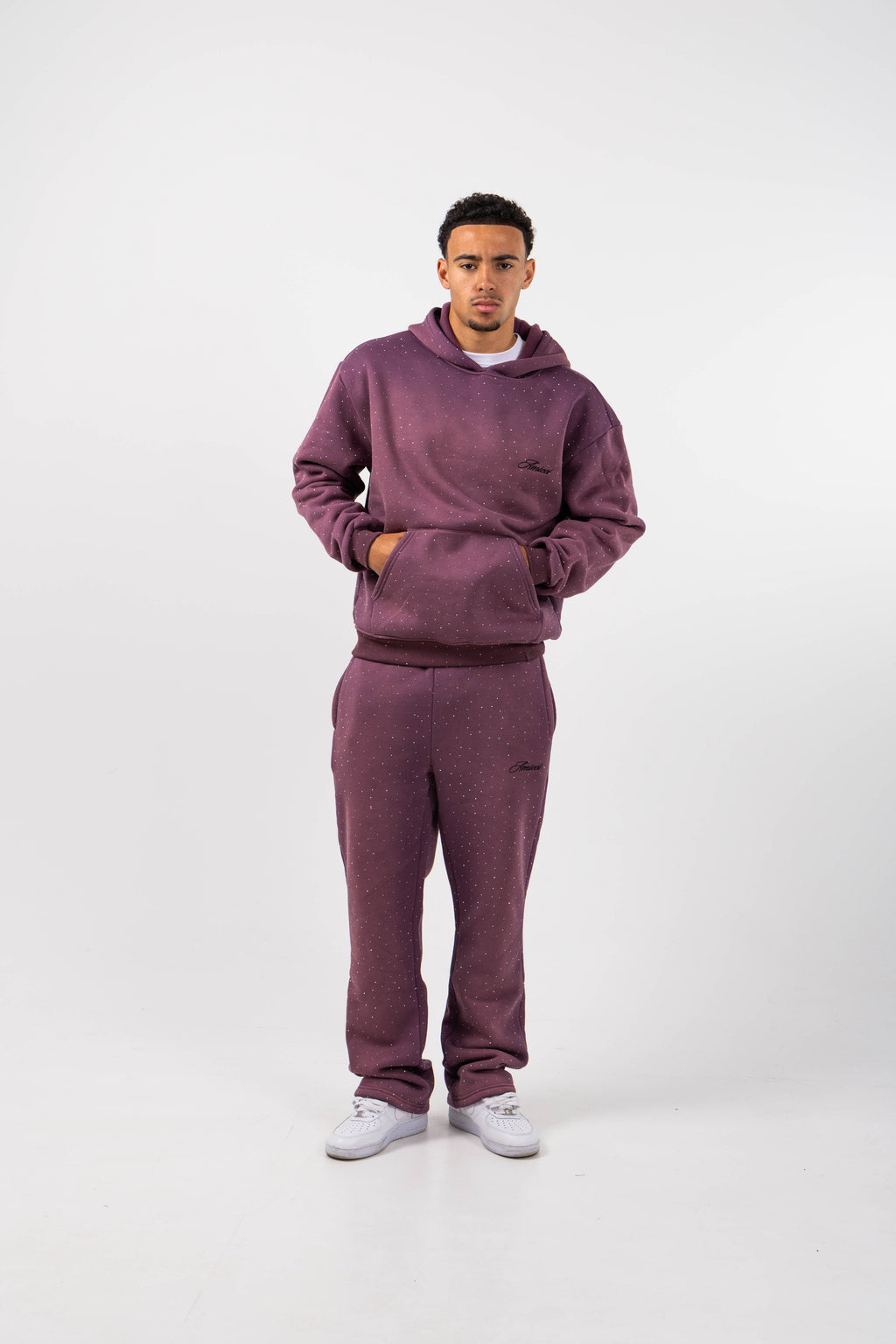 Massimo Embellished Hoodie Plum