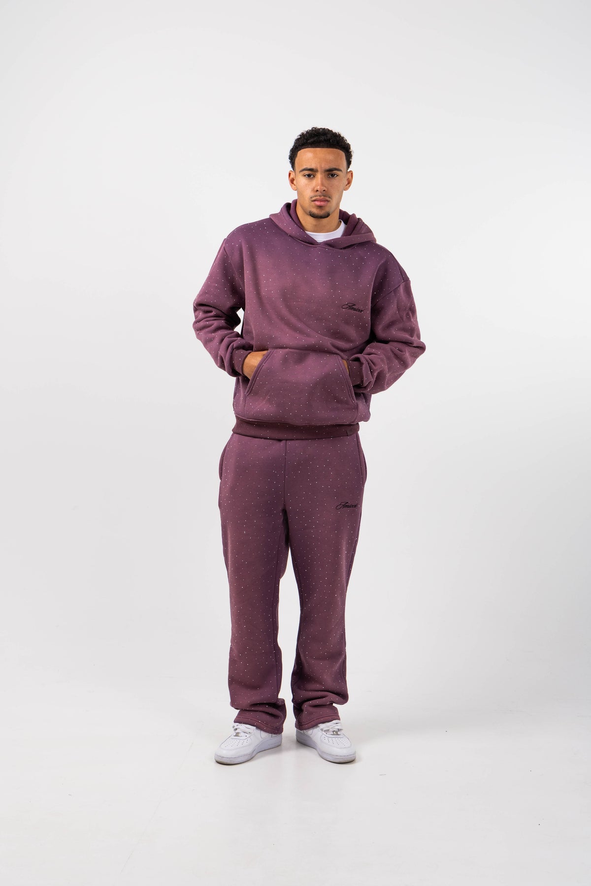 Massimo Embellished Hoodie Plum