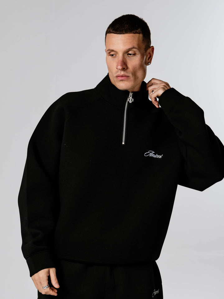 Atelier Scuba Quarter Zip  Black Sweatshirt