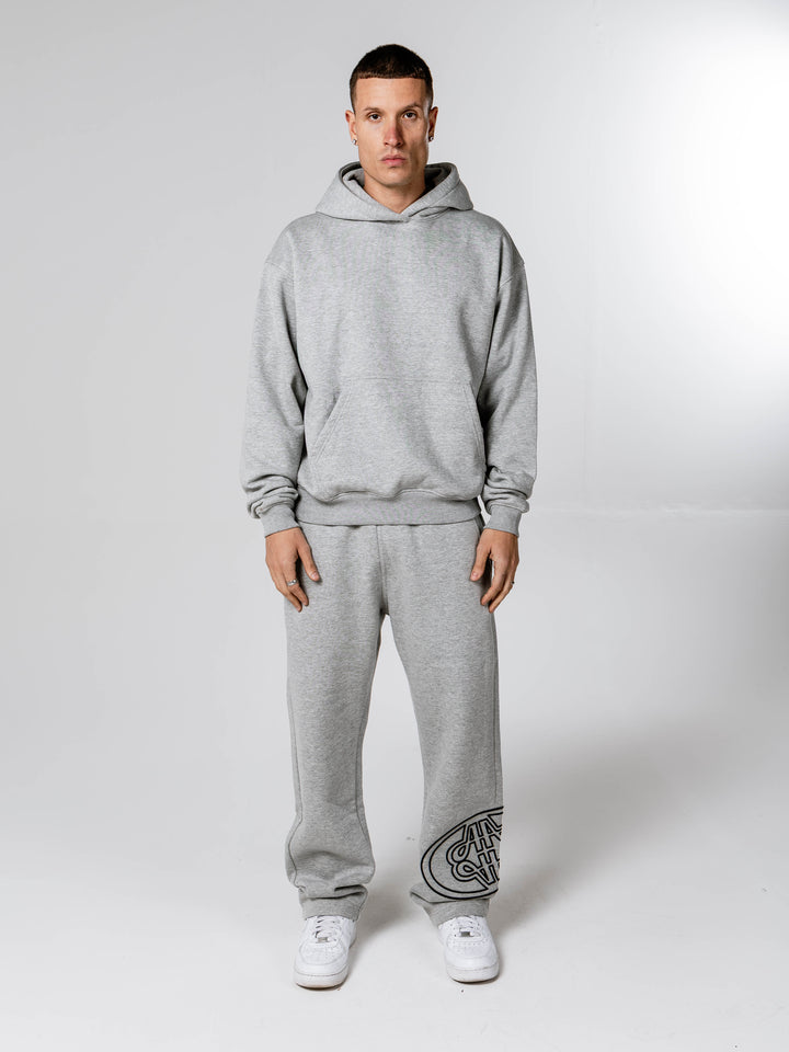 Fares Logo Embroidery Hoodie Grey