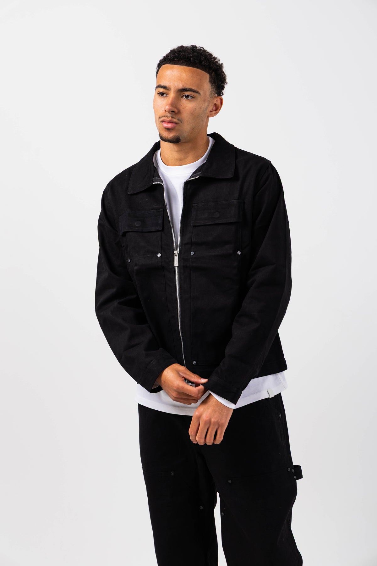 Wyatt Black Twill Overshirt