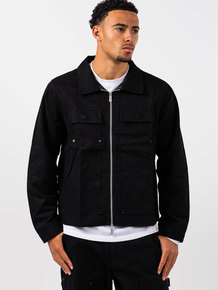 Wyatt Black Twill Overshirt
