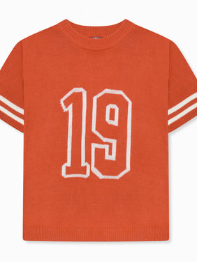 Nantes Gebreide Jersey T-Shirt Oranje