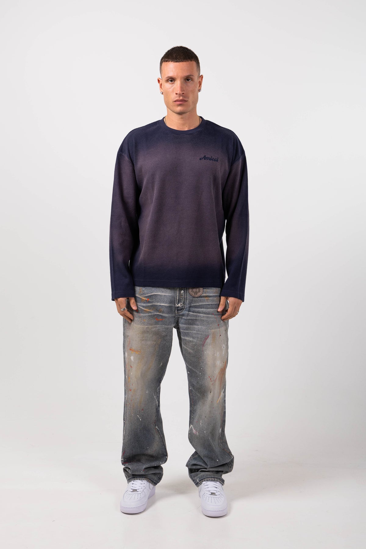 Amalfi Blue Printed Baggy Denim
