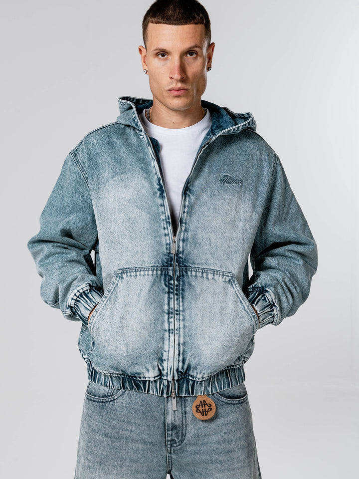 Light Blue Hooded Denim Jacket