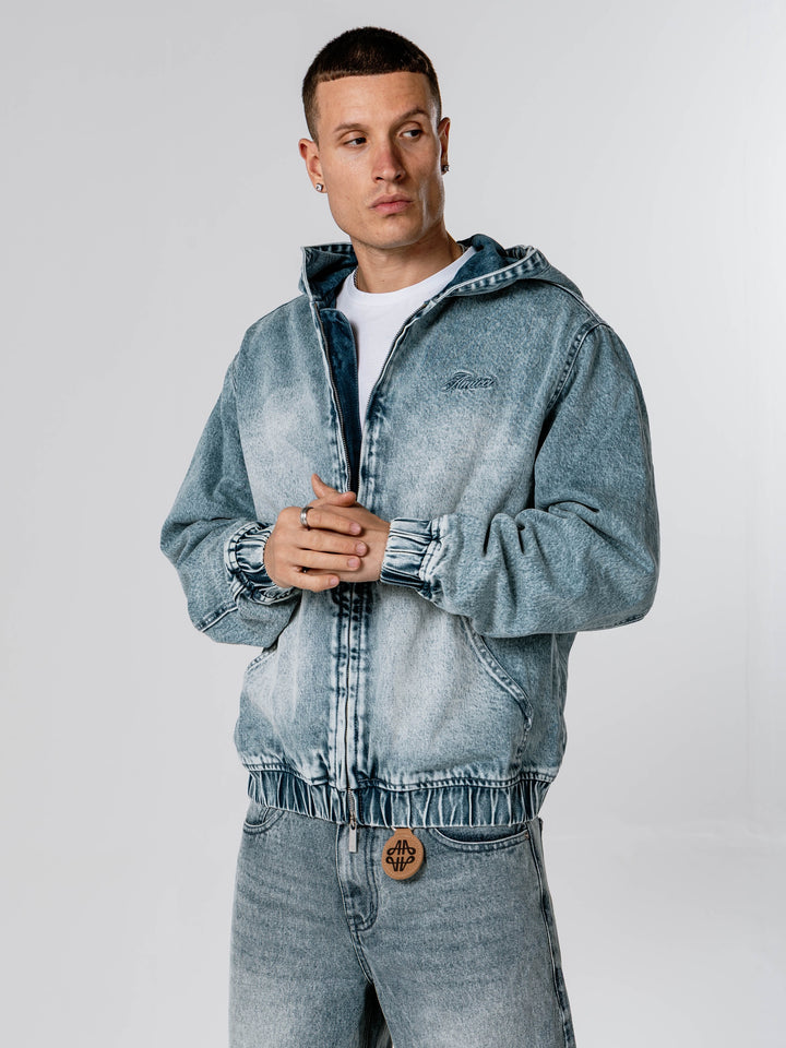 Light Blue Hooded Denim Jacket