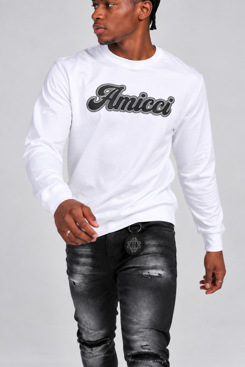 Rachid Long Sleeve Puff Print T Shirt White